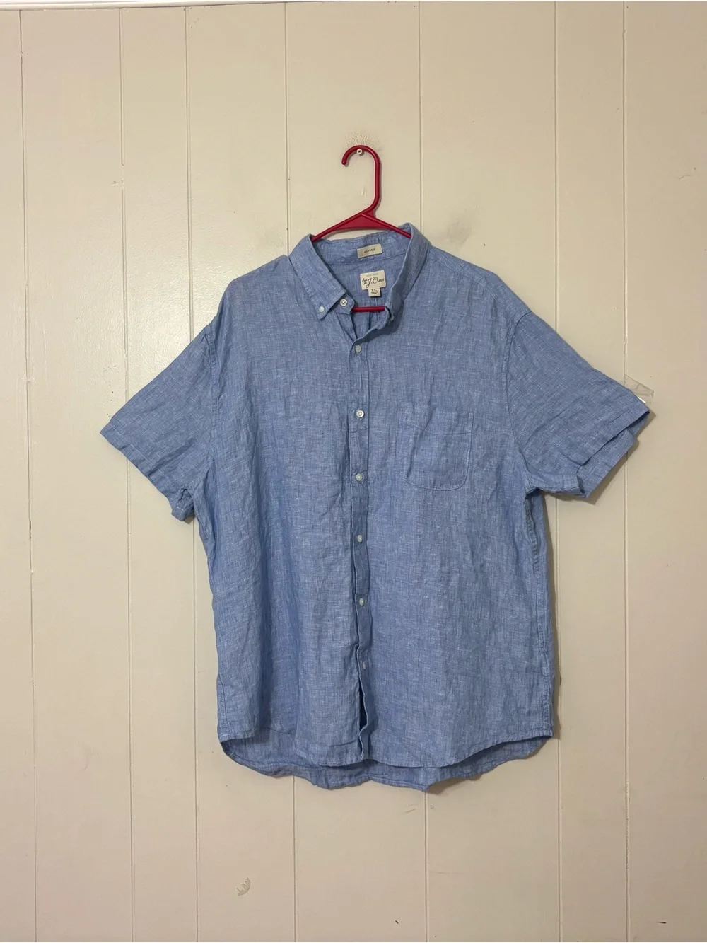 J.Crew Baird McNutt Irish Linen Shirt XL Blue Short Sleeve Button Front NWT - Picture 2 of 15